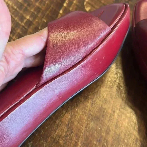 Colin Stuart | Vintage Red Leather Platform Slide Sandals - Picture 6 of 6